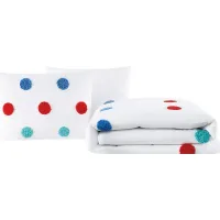 Kids Fuzzy Dot White 3 Pc Full Comforter Set