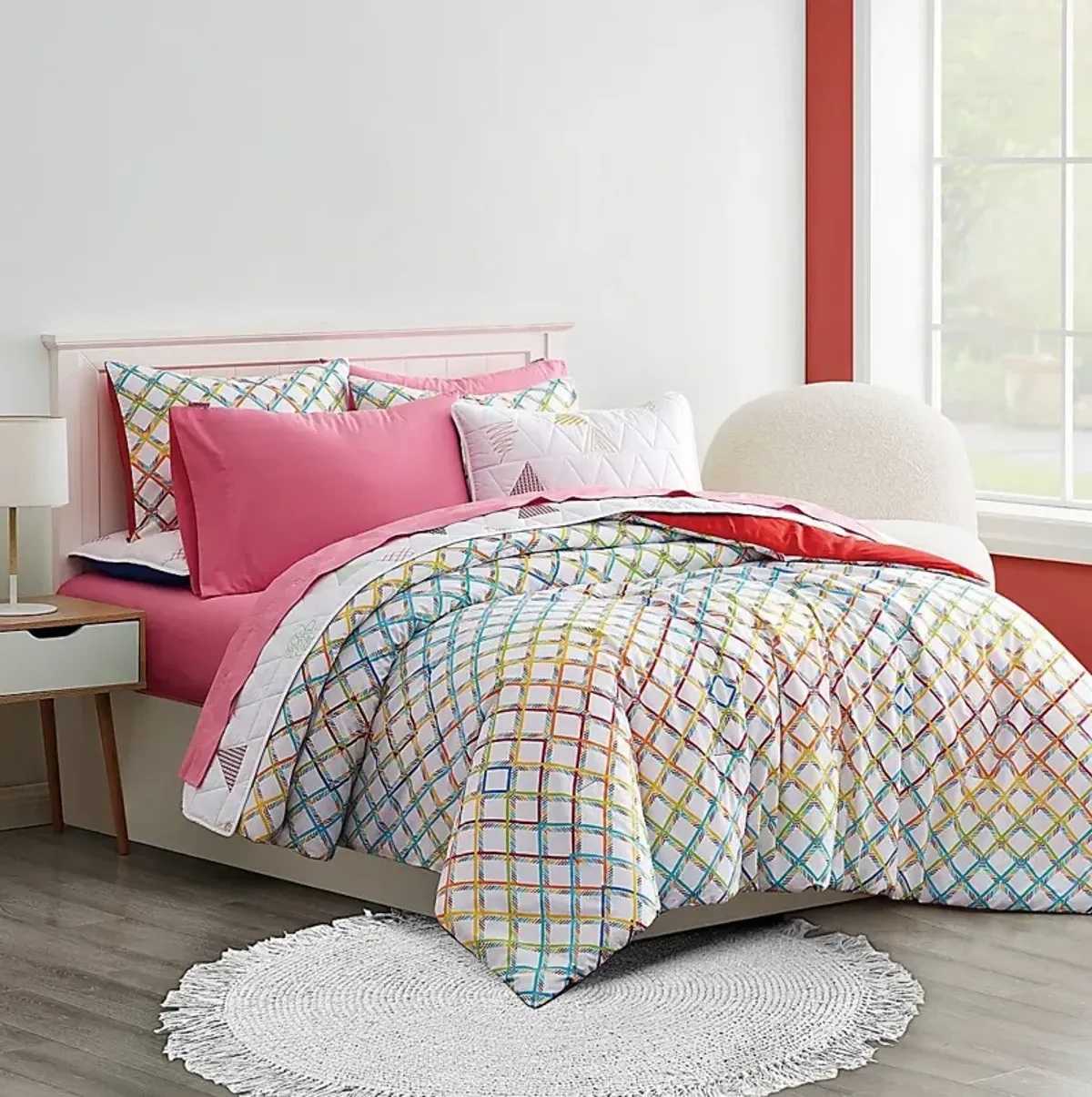 Kids Happy Plaid Multi 2 Pc Twin Comforter Set