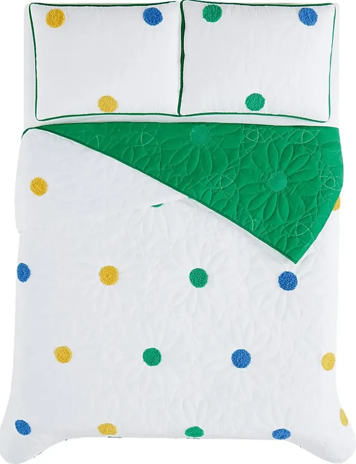 Kids Happy Dot White 2 Pc Twin Quilt Set