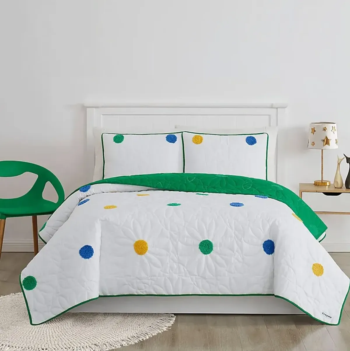 Kids Happy Dot White 2 Pc Twin Quilt Set