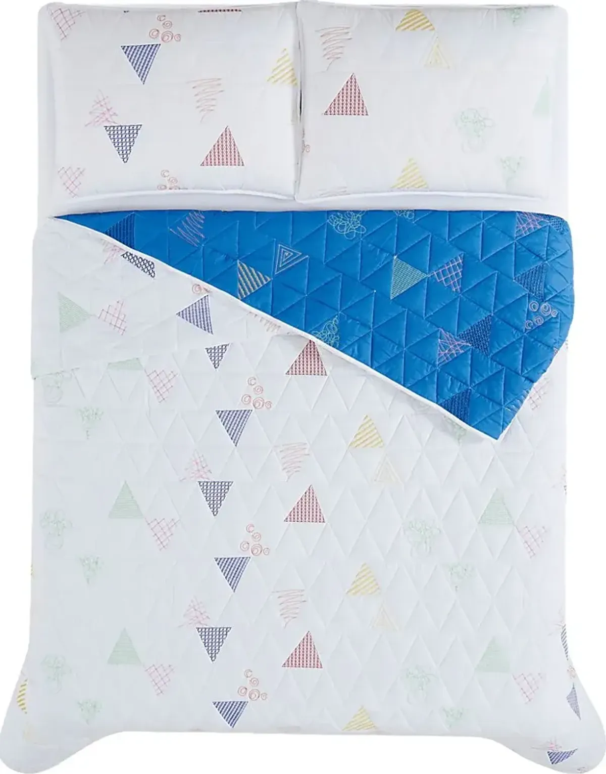 Kids Funky Triangle White 2 Pc Twin Quilt Set