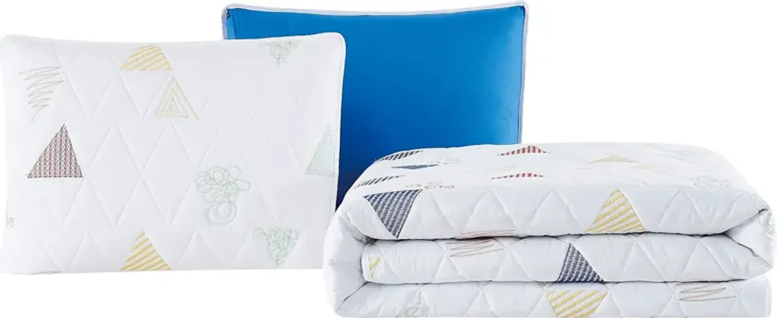 Kids Funky Triangle White 2 Pc Twin Quilt Set