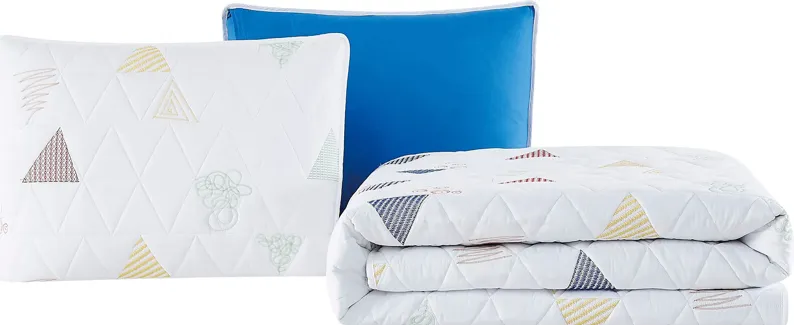 Kids Funky Triangle White 2 Pc Twin Quilt Set