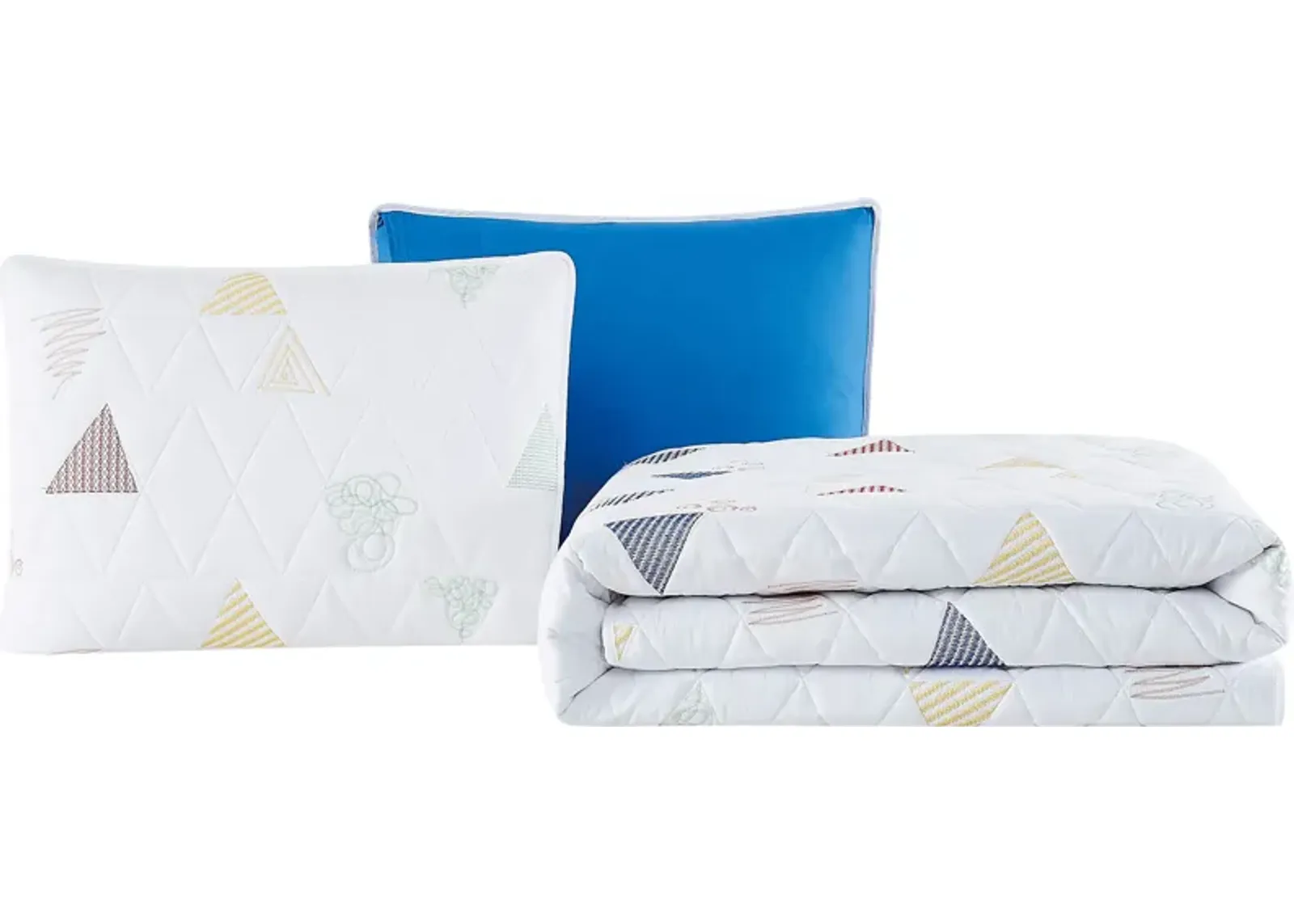 Kids Funky Triangle White 3 Pc Full Quilt Set