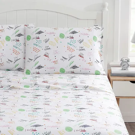 Kids Positive Vibes Only Multi 3 Pc Twin Sheet Set
