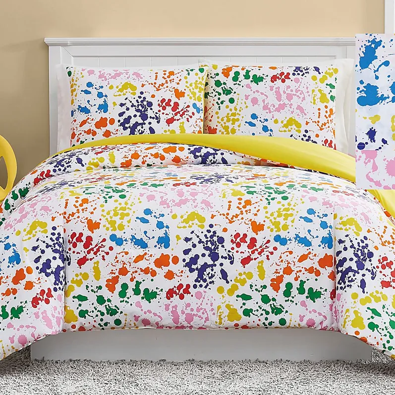 Kids Rainbow Splatter Multi 4 Pc Queen Sheet Set