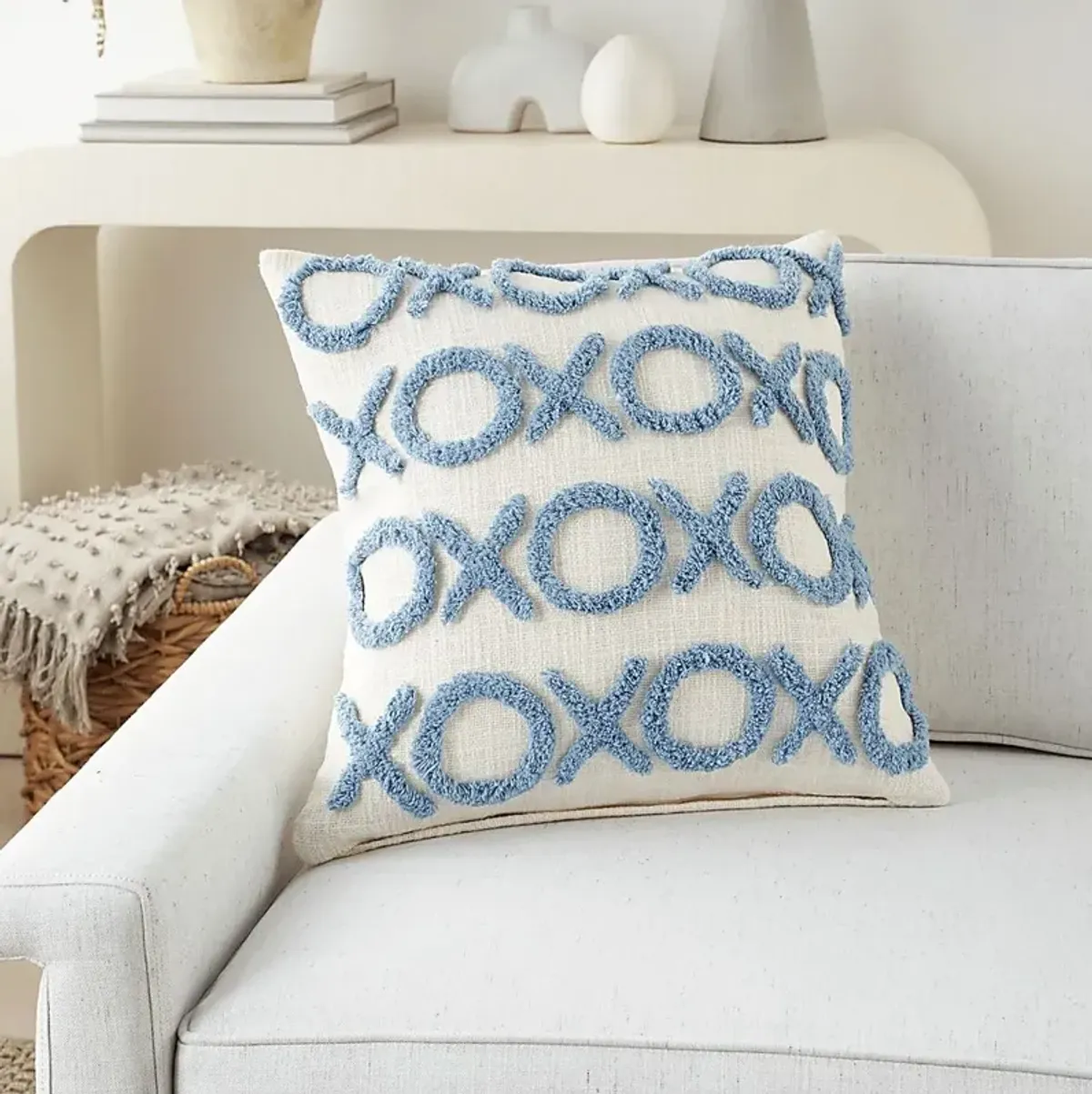 Kids Besos Lane Light Blue Throw Pillow