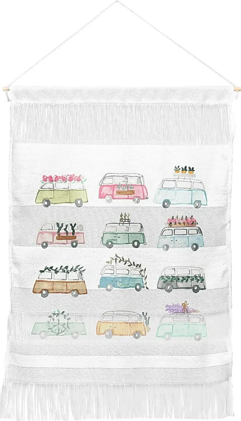 Kids Buses and Plants White Wall Decor