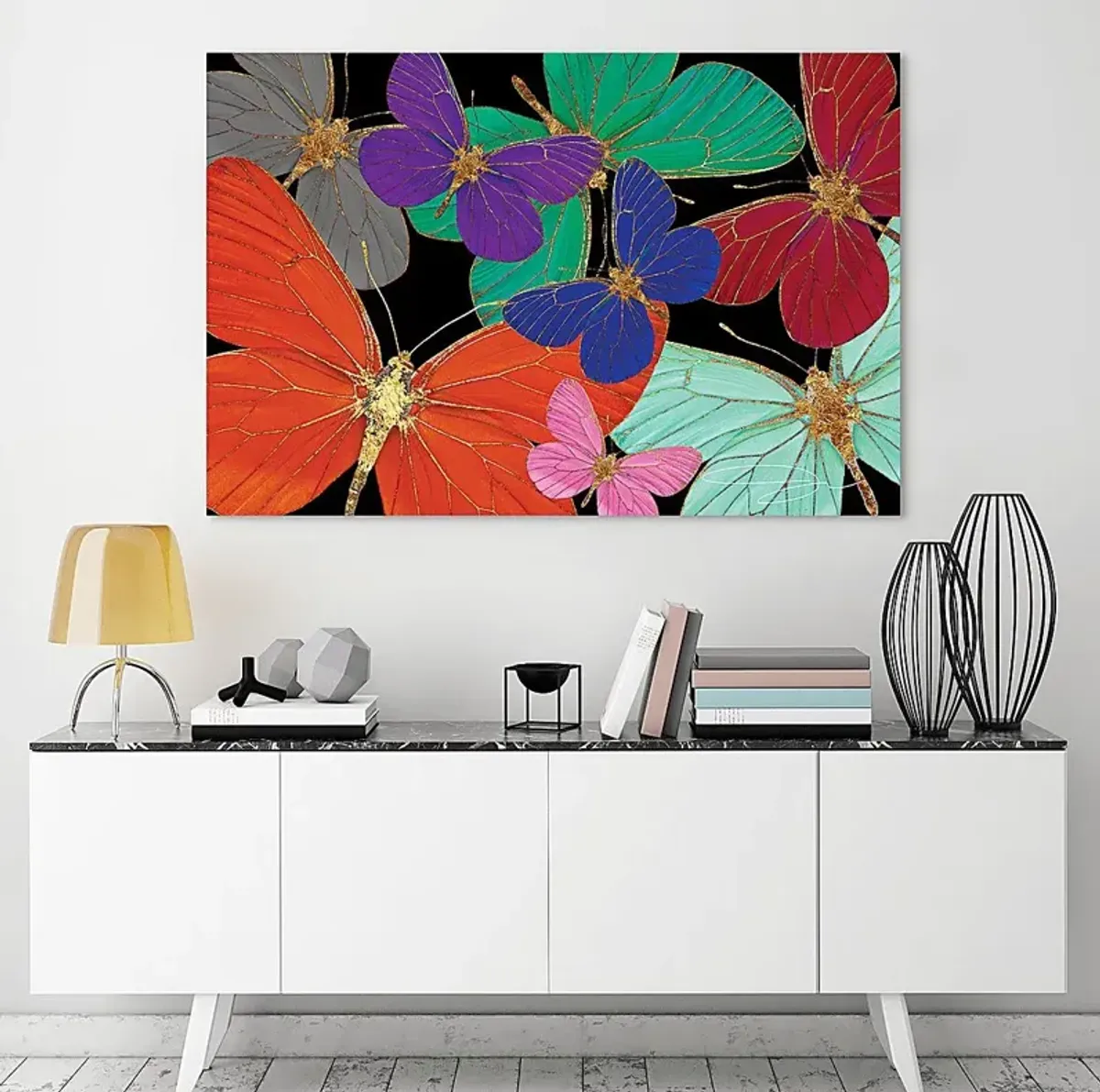 Kids Butterfly World Rainbow Glass Wall Art