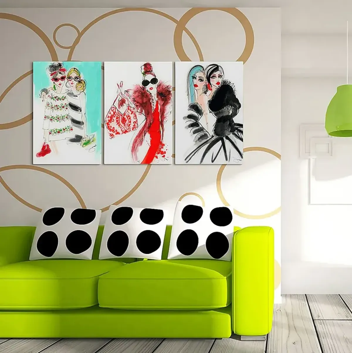 Kids Runway Friends White Glass Wall Art