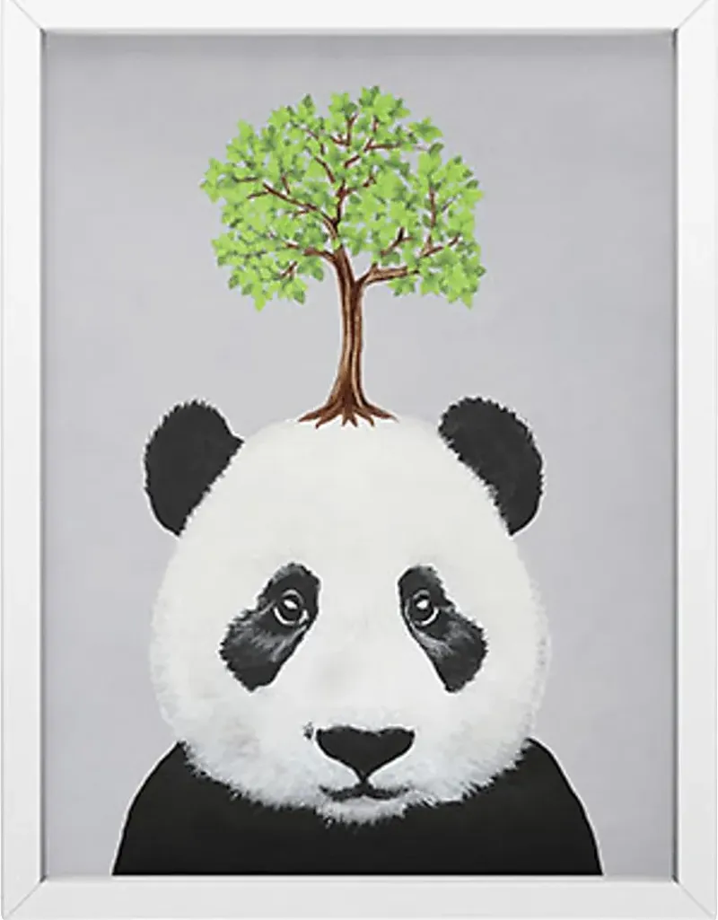 Kids Panda Tree White Mini Framed Art