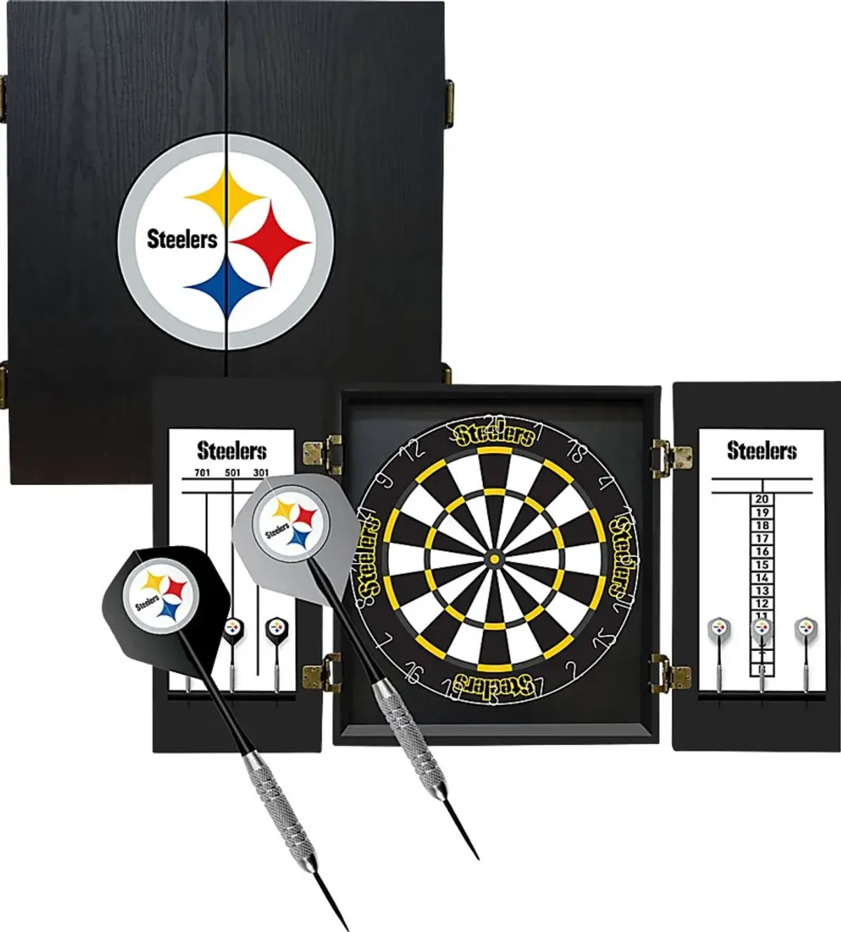 Fan's Choice Black Pittsburg Steelers Dartboard Set