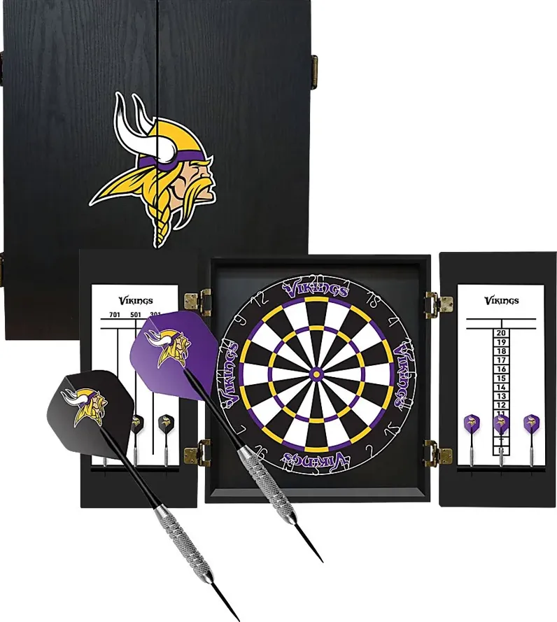 Fan's Choice Black Minnesota Vikings Dartboard Set