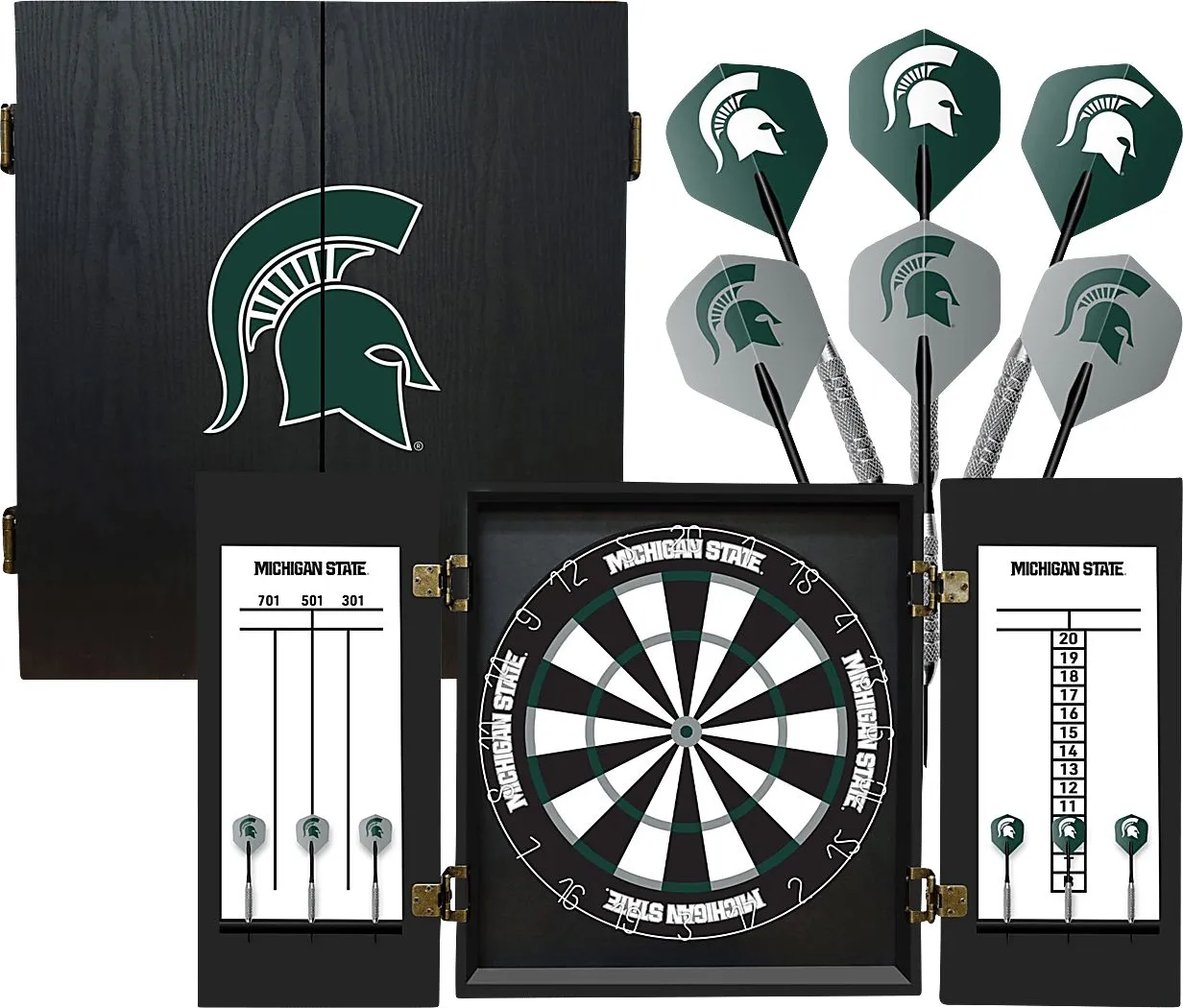 Fan's Choice Black Michigan State Dartboard Set