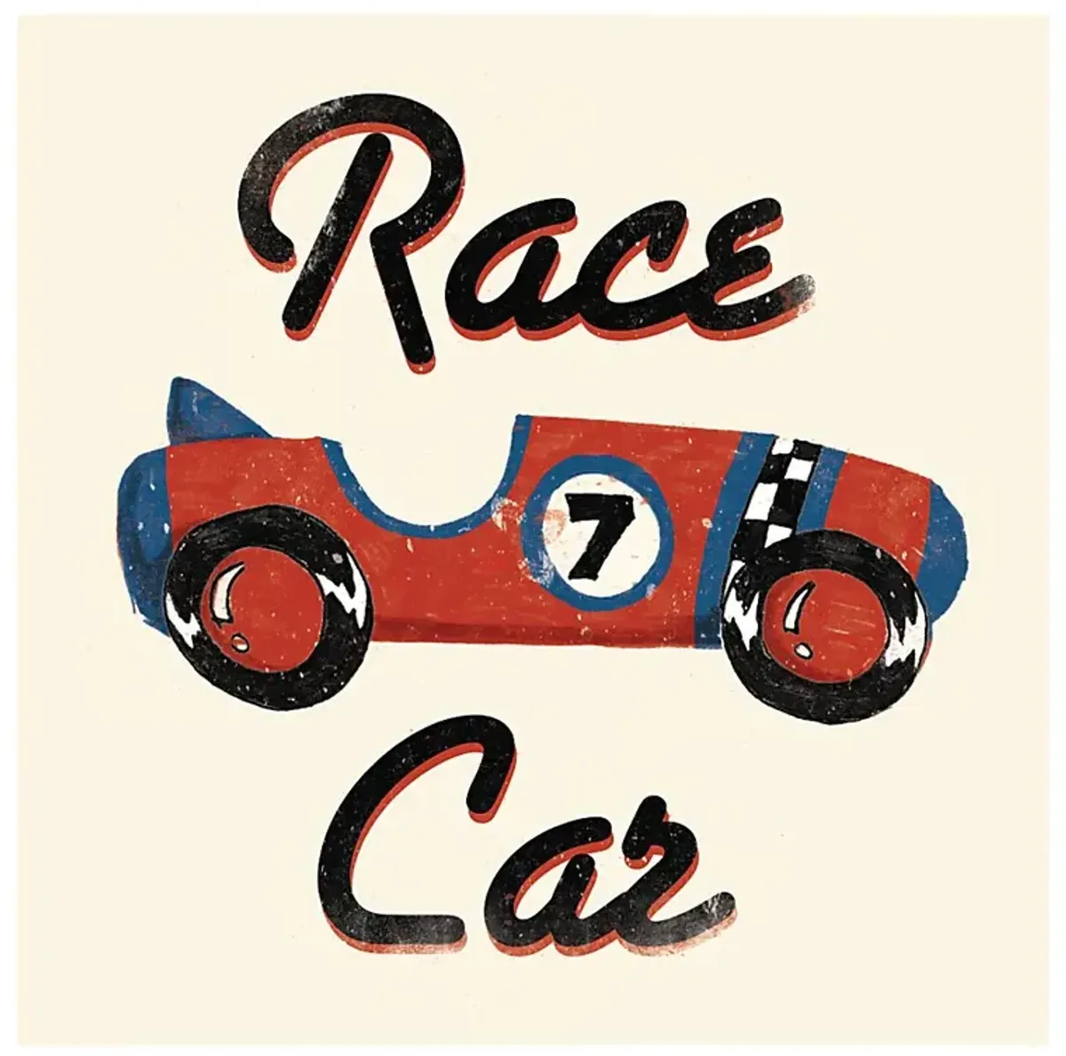 Kids Lucky Race Car Red Artwork