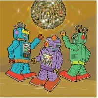 Kids Disco Robots Brown Artwork