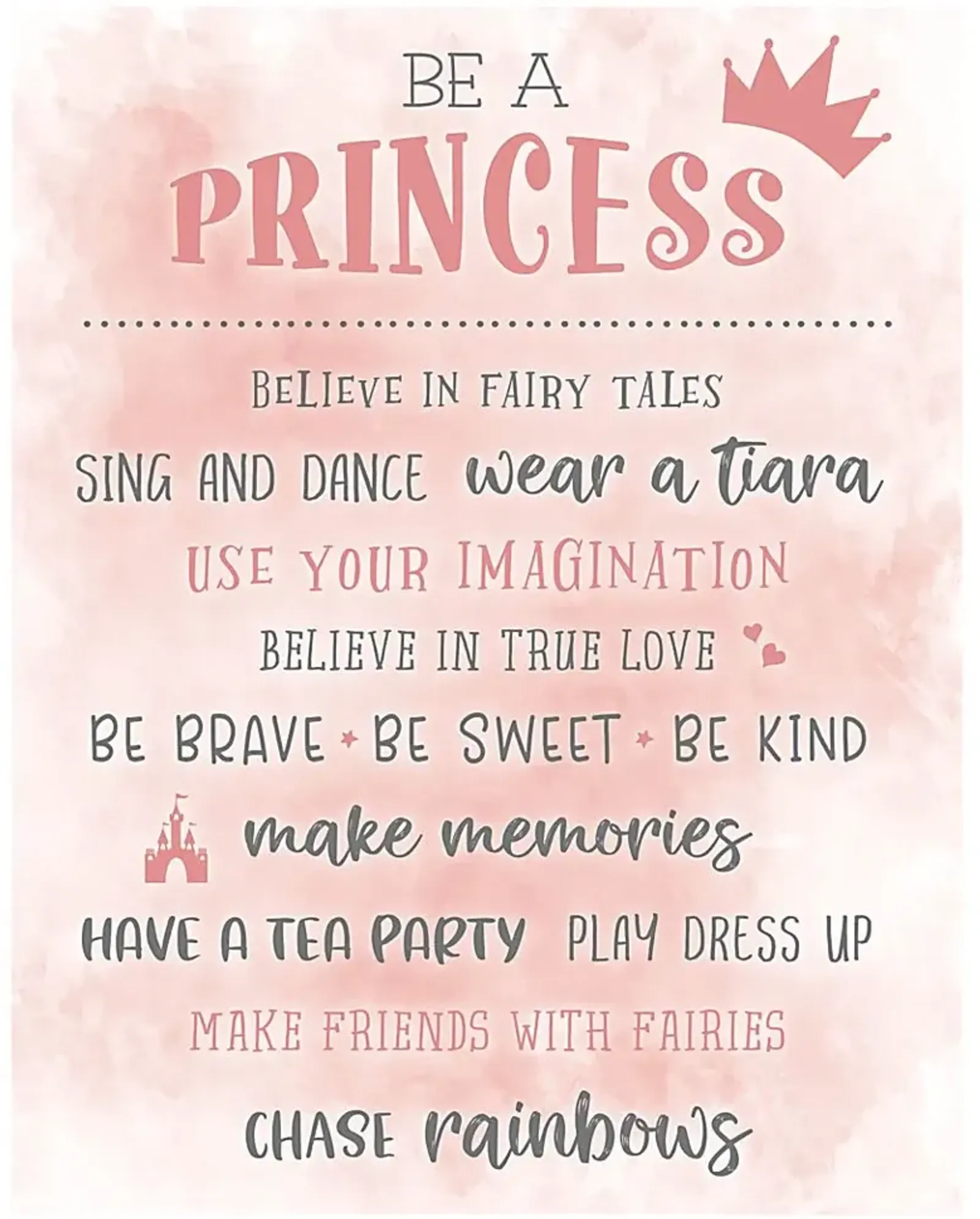 Kids Princess Guidelines Pink Artwork