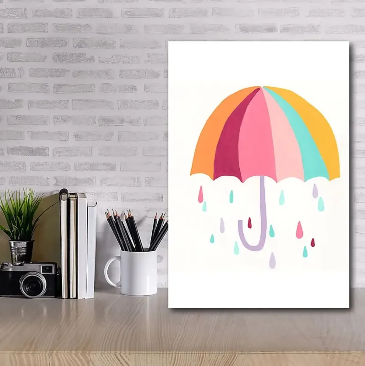 Kids Colorful Rain White Artwork