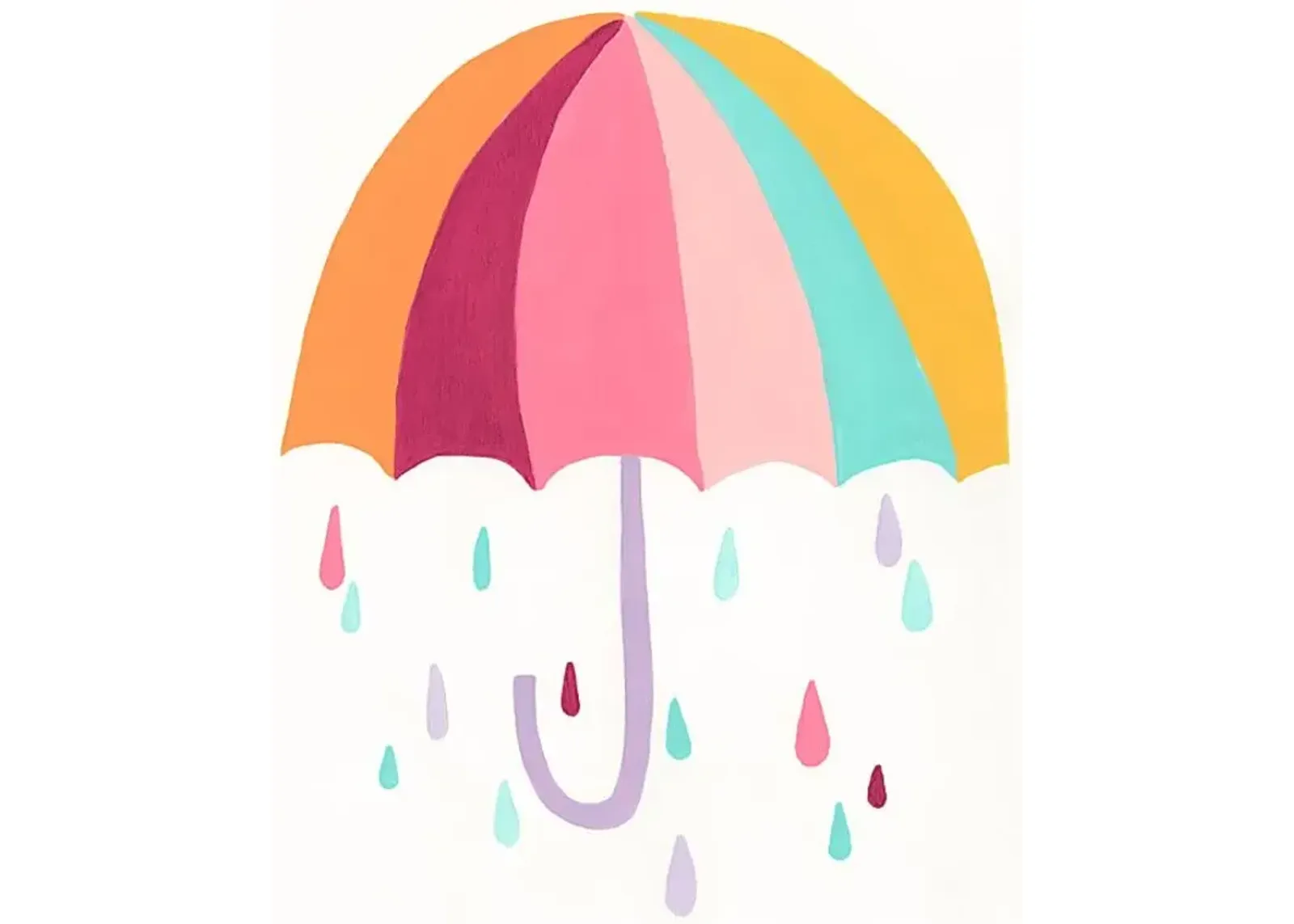 Kids Colorful Rain White Artwork