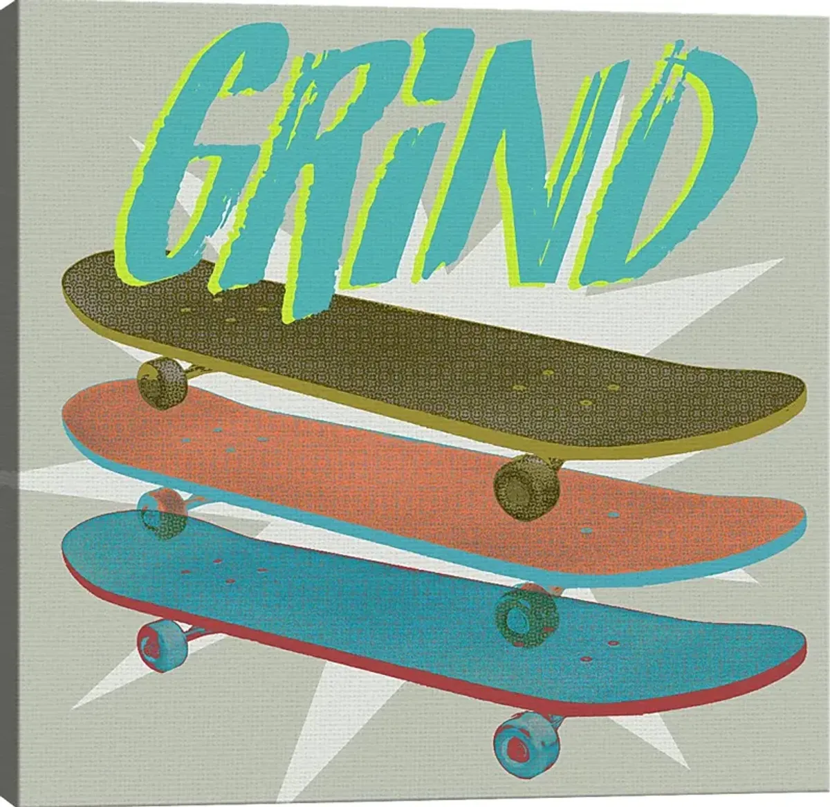 Kids Skateboard Grind Gray Artwork