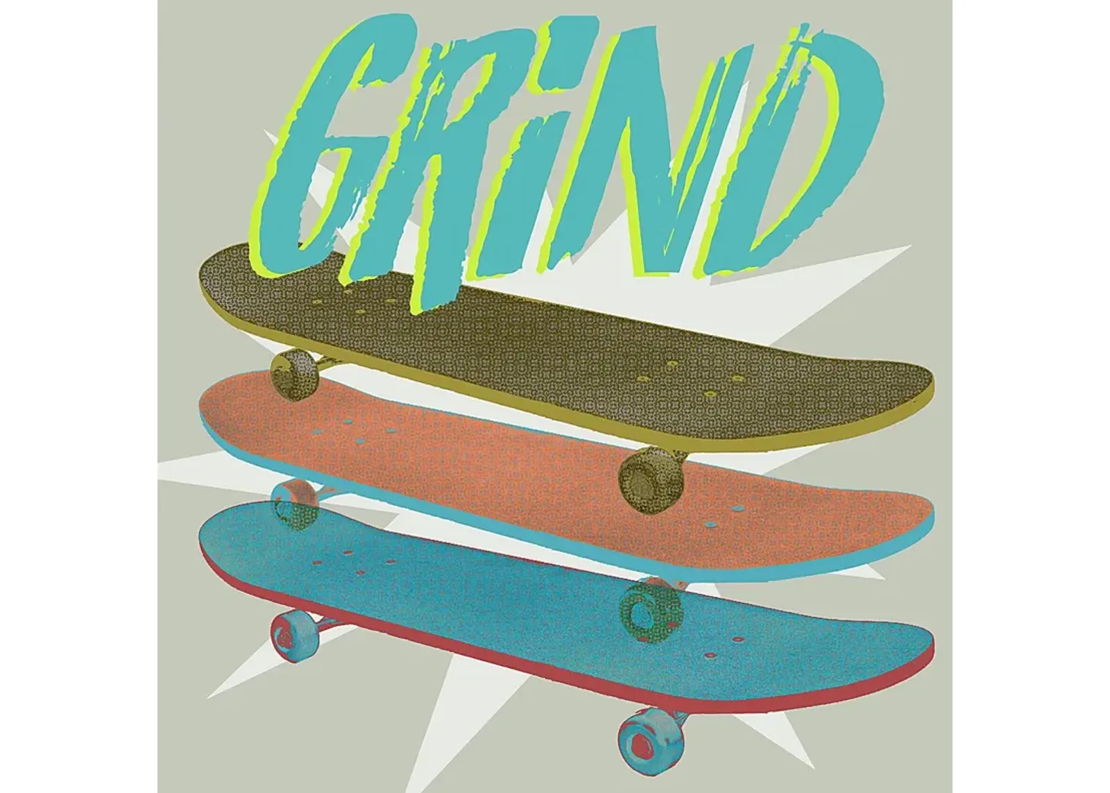 Kids Skateboard Grind Gray Artwork