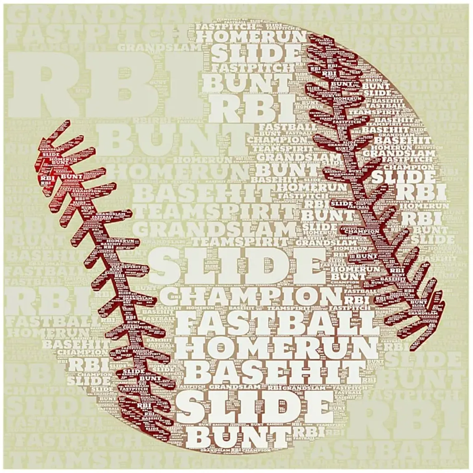 Kids Baseball Jargon Cream Artwork