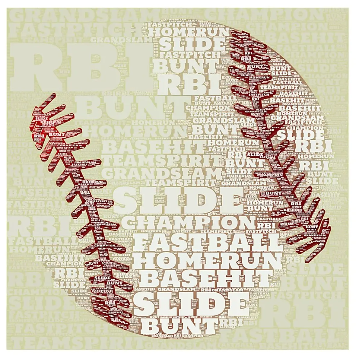 Kids Baseball Jargon Cream Artwork