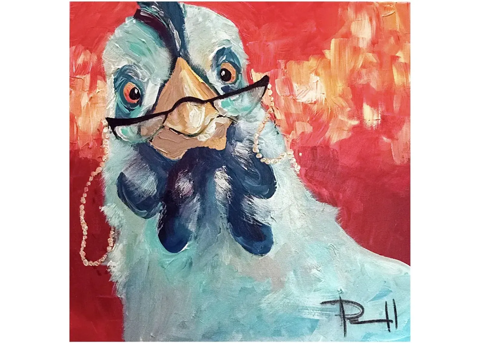 Kids Educated Chicken Blue Artwork