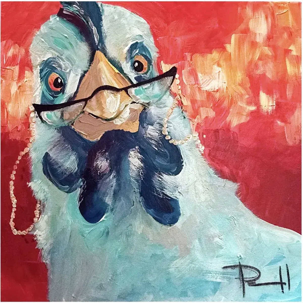 Kids Educated Chicken Blue Artwork