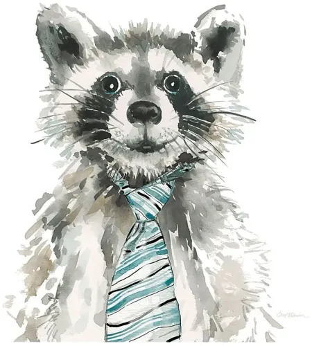 Kids Office Raccoon Gray Artwork