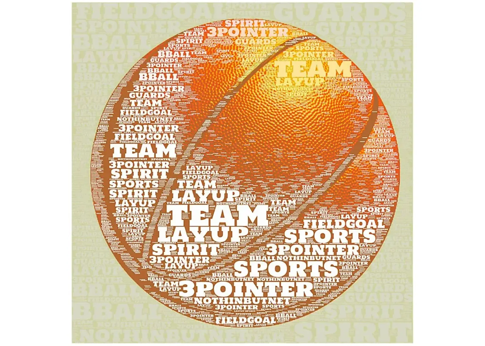 Kids Basketball Jargon Cream Artwork