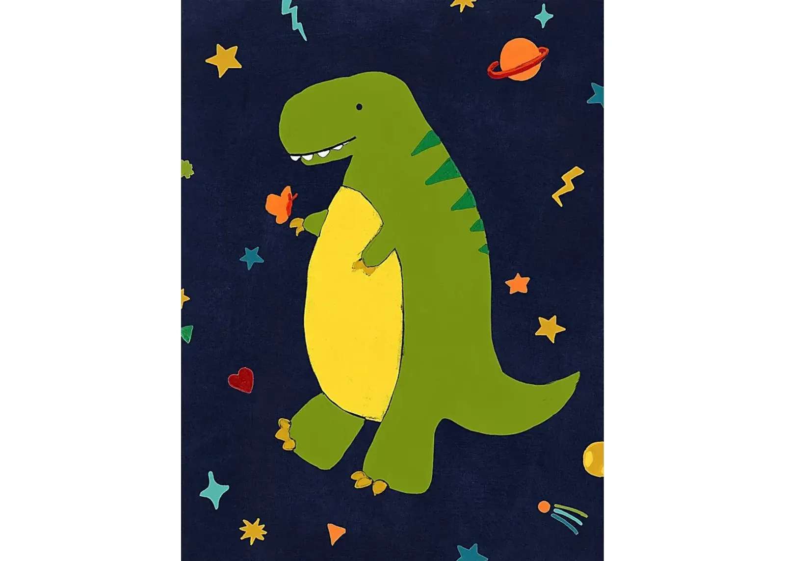 Kids Space Dinos I Green Artwork