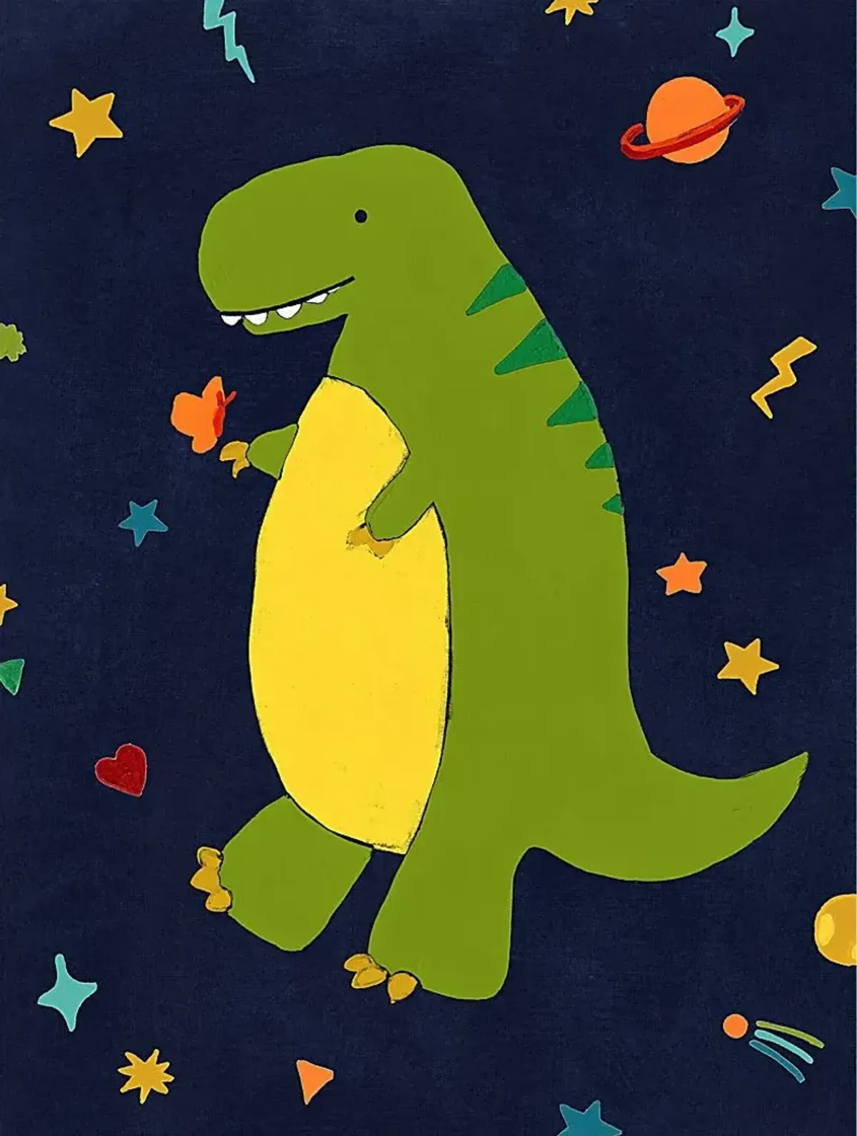 Kids Space Dinos I Green Artwork