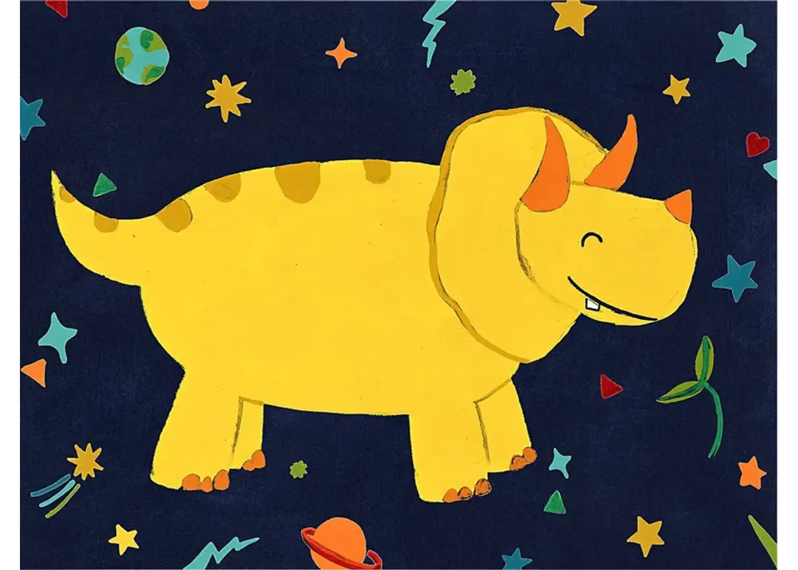 Kids Space Dinos III Yellow Artwork