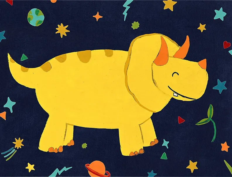 Kids Space Dinos III Yellow Artwork