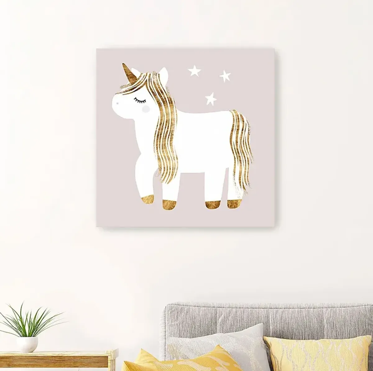 Kids Starry Unicorn I Gray Artwork