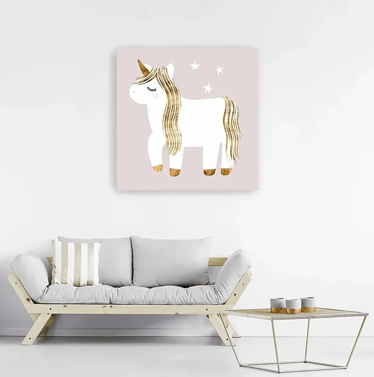 Kids Starry Unicorn I Gray Artwork