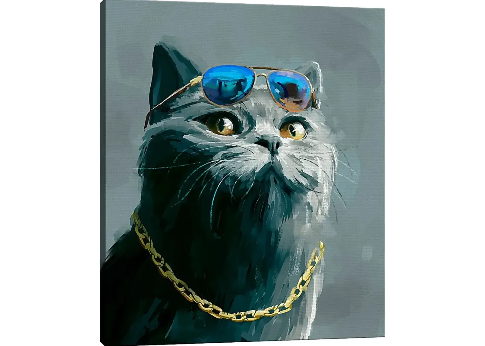 Kids Hipster Kitty I Gray Artwork