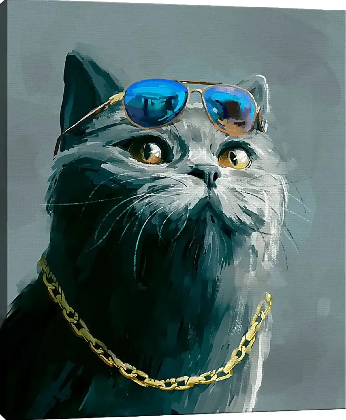 Kids Hipster Kitty I Gray Artwork