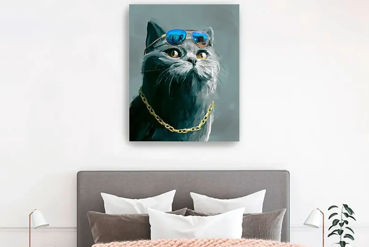 Kids Hipster Kitty II Gray Artwork