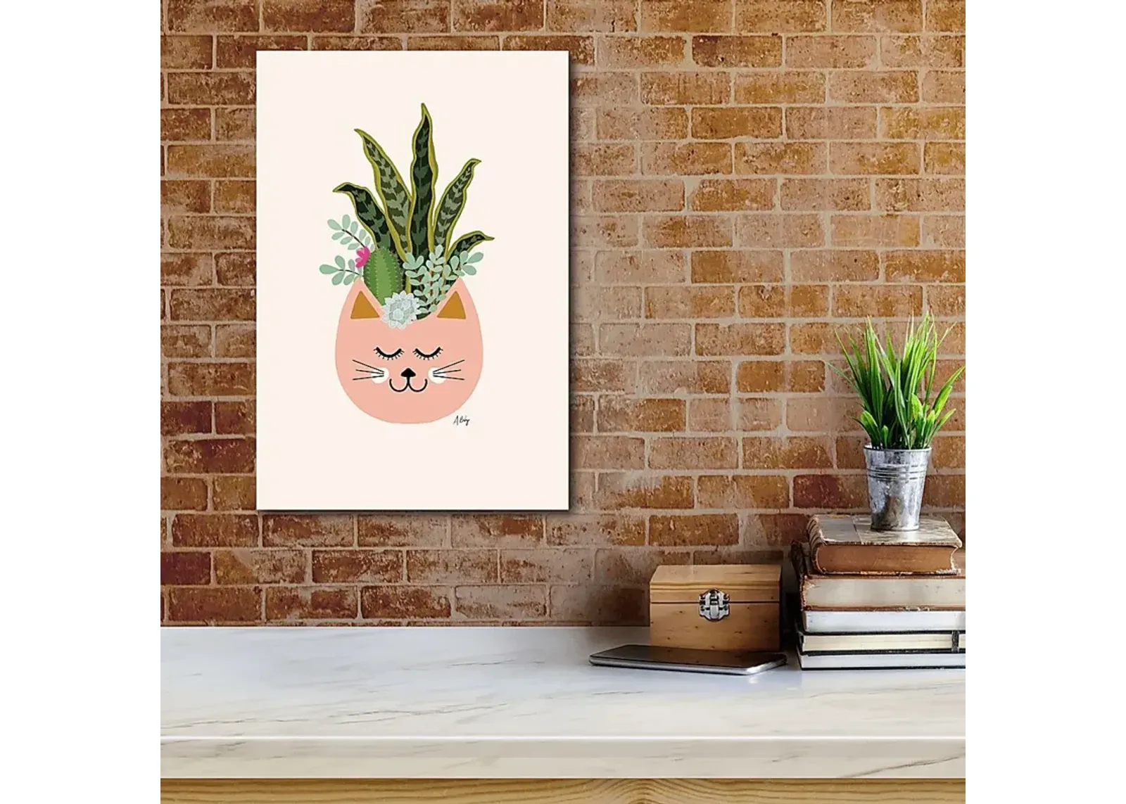 Kids Tropical Cat Pink Artwork