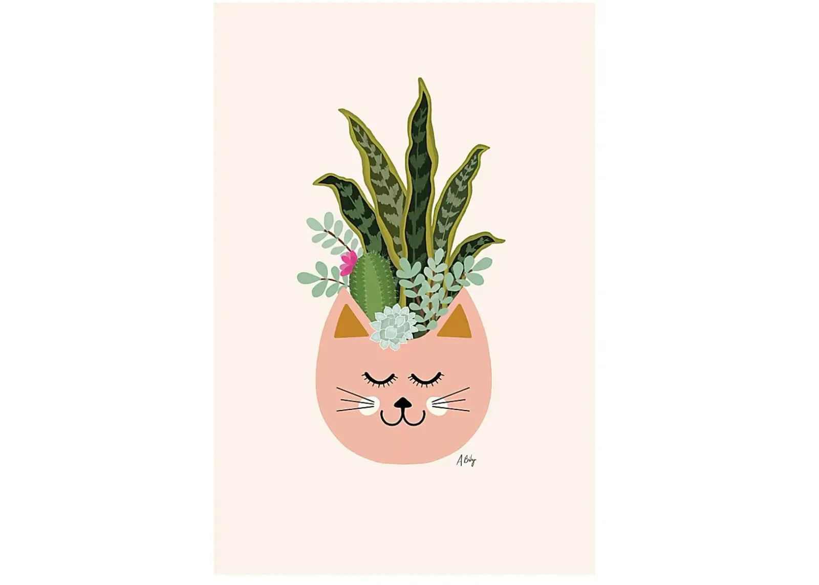 Kids Tropical Cat Pink Artwork