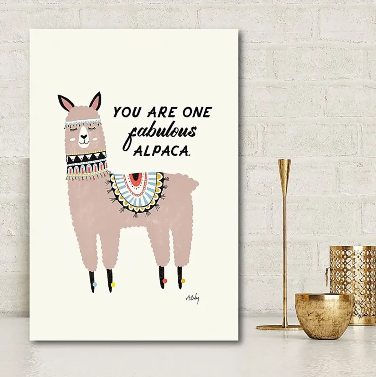 Kids Llama Pose White Artwork