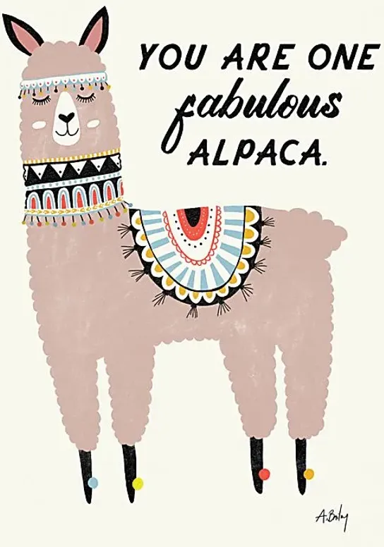 Kids Llama Pose White Artwork