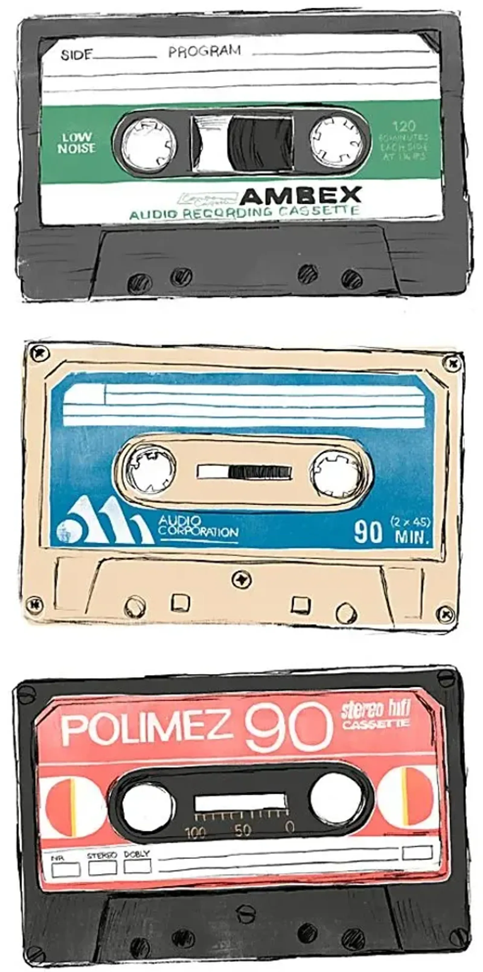 Kids Vintage Cassette White Artwork