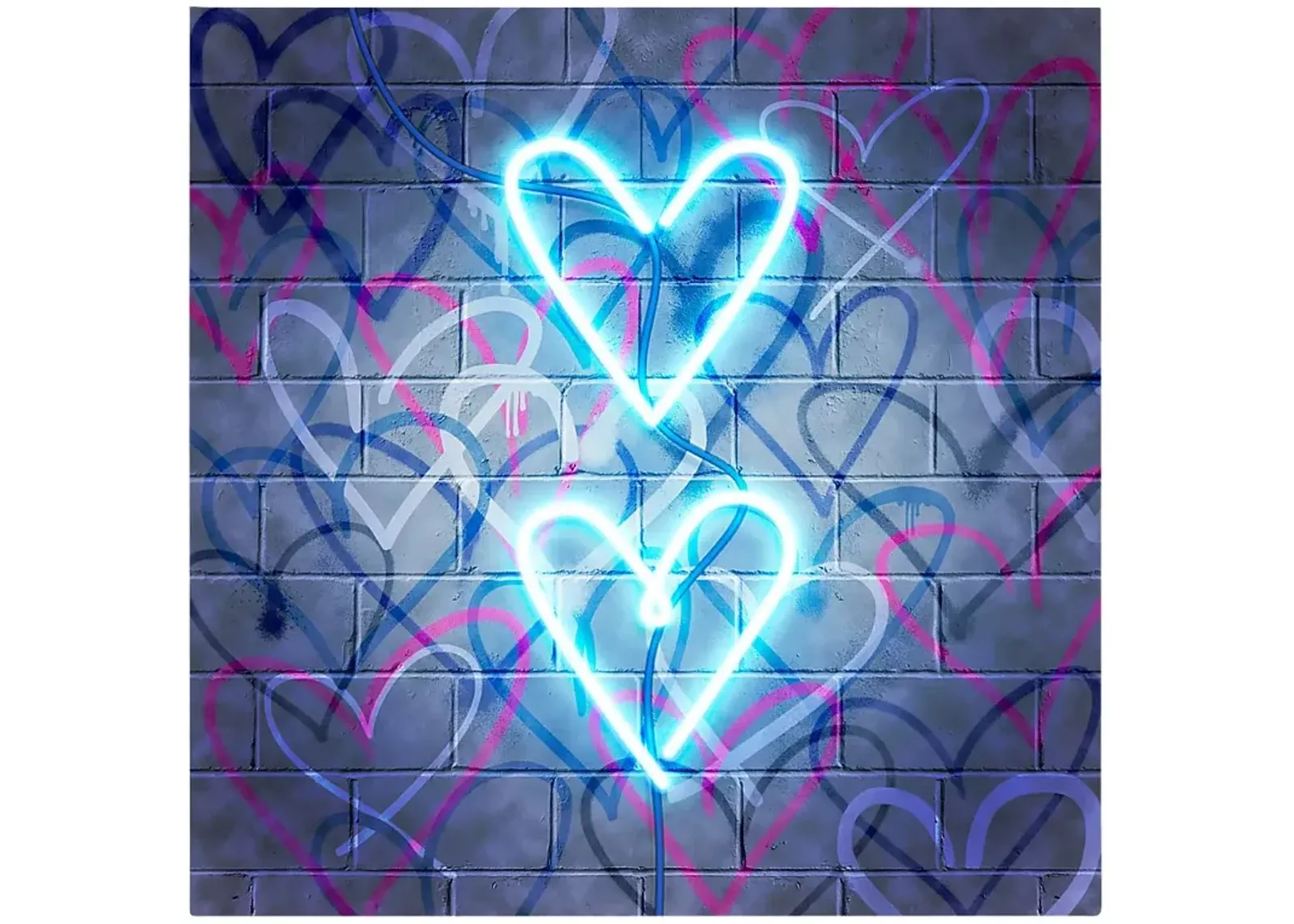 Kids Glowing Hearts Blue Artwork