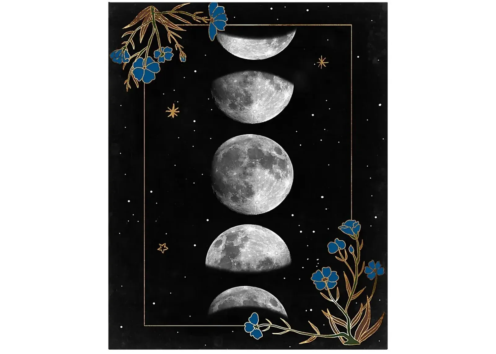 Kids Moon Flora Black Artwork