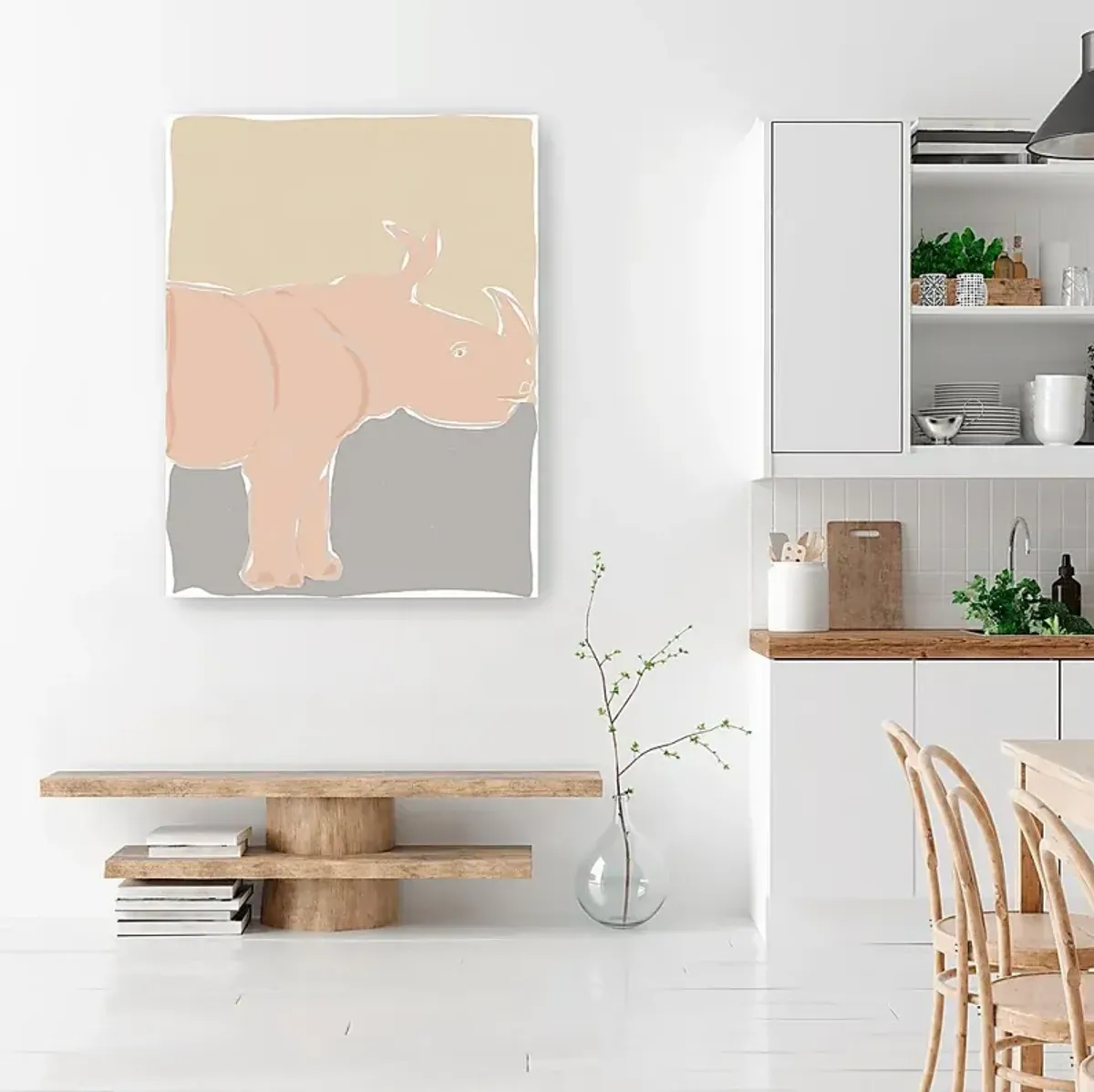 Kids Pastel Rhino Beige Artwork