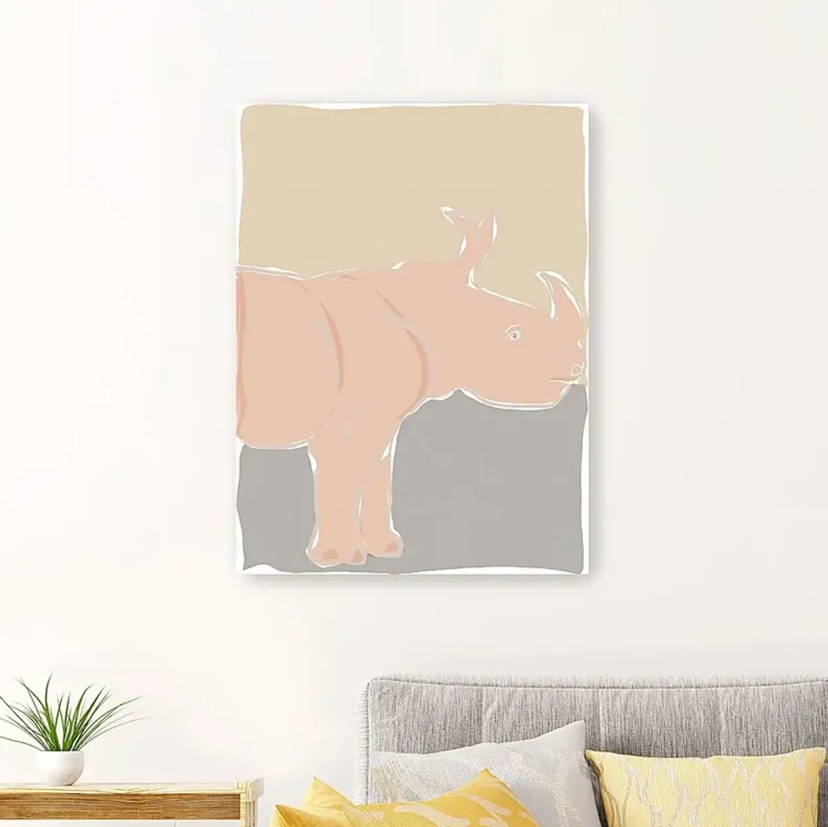 Kids Pastel Rhino Beige Artwork