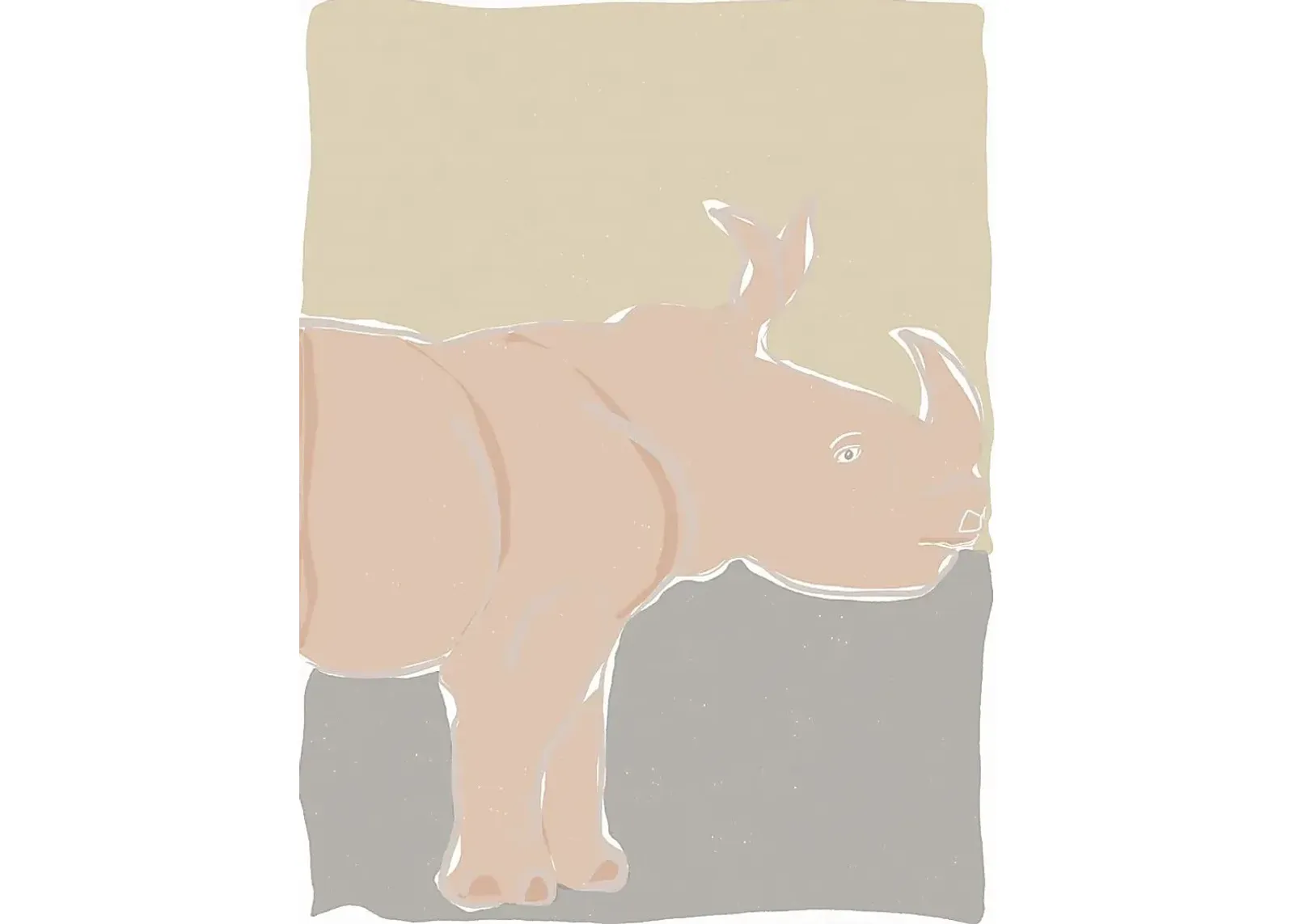 Kids Pastel Rhino Beige Artwork